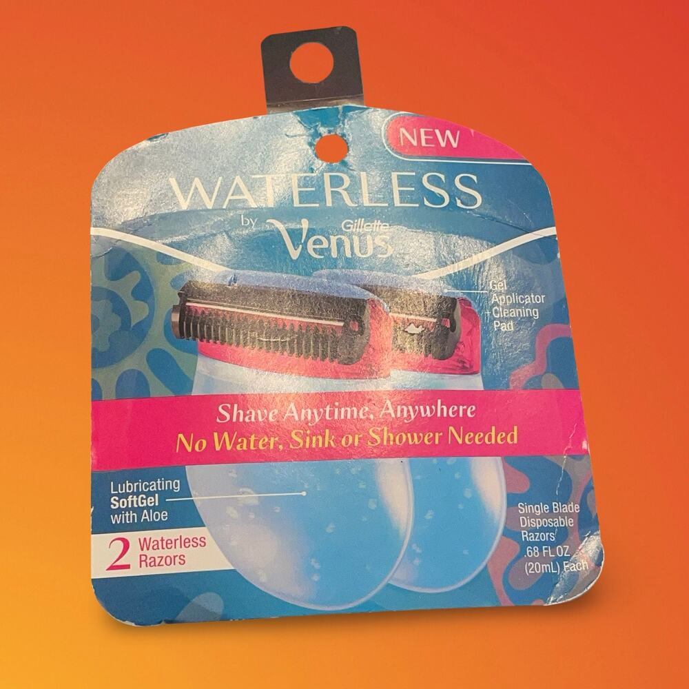 2 ct Waterless By Gillette Venus Razors Lubricating SoftGel w Aloe Discontinued